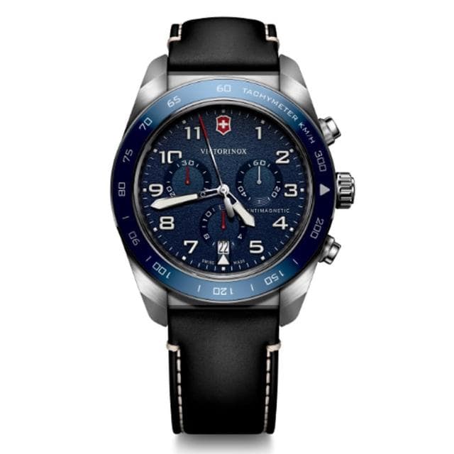 【VICTORINOX 瑞士維氏】Swiss Army 啞光 浮雕數字 計時碼錶 男錶 送禮 禮物推薦(VISA-242047)