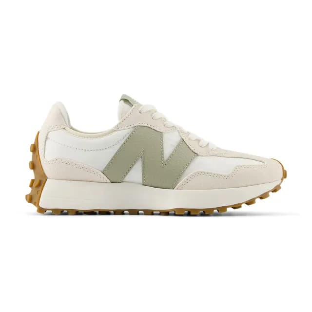 【NEW BALANCE】327 女鞋 米白綠色 復古 麂皮 拼接 膠底 運動 休閒鞋 WS327FTB