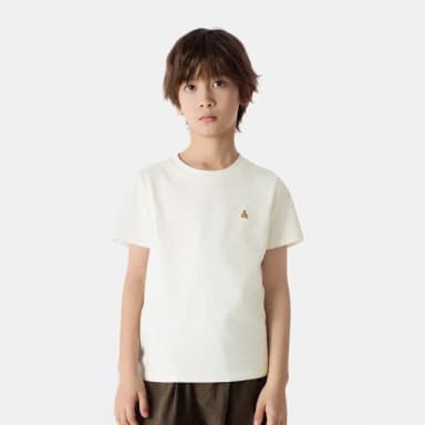 【GAP】兒童裝 純棉小熊刺繡圓領短袖T恤-奶白色(756113)