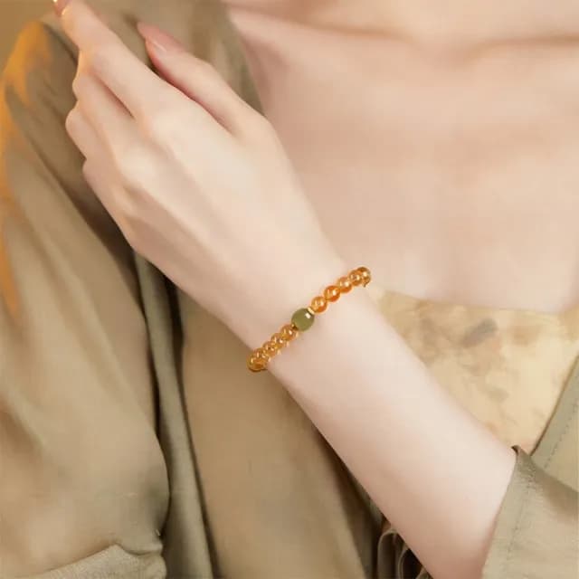 【LEEHER】父親節禮物 女生/手鍊/手串/黃水晶手鏈/天然水晶/水晶串珠手鍊/和田玉/男女款/串珠手飾品/招財手