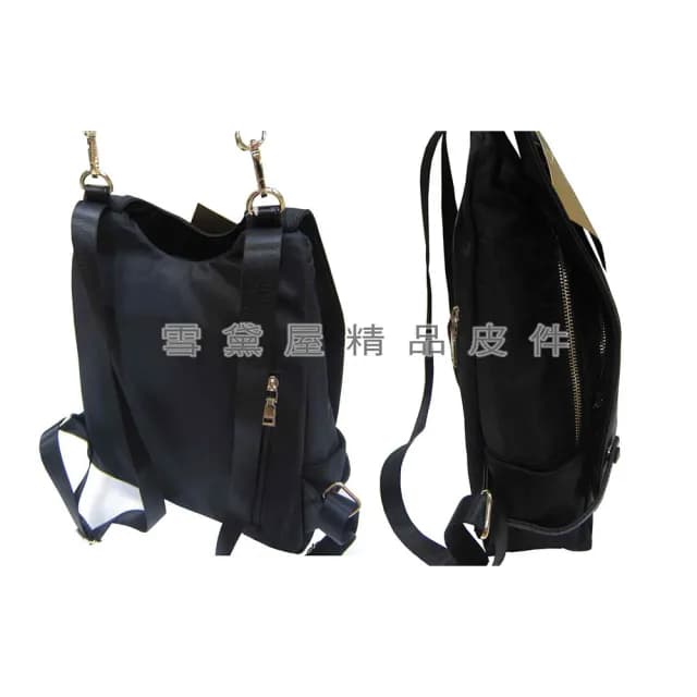 【SNOW.bagshop】情人節禮物 真皮 後背包中小型容量(真皮包包 多功能8吋平板專櫃超輕量防水水晶布+牛皮革材