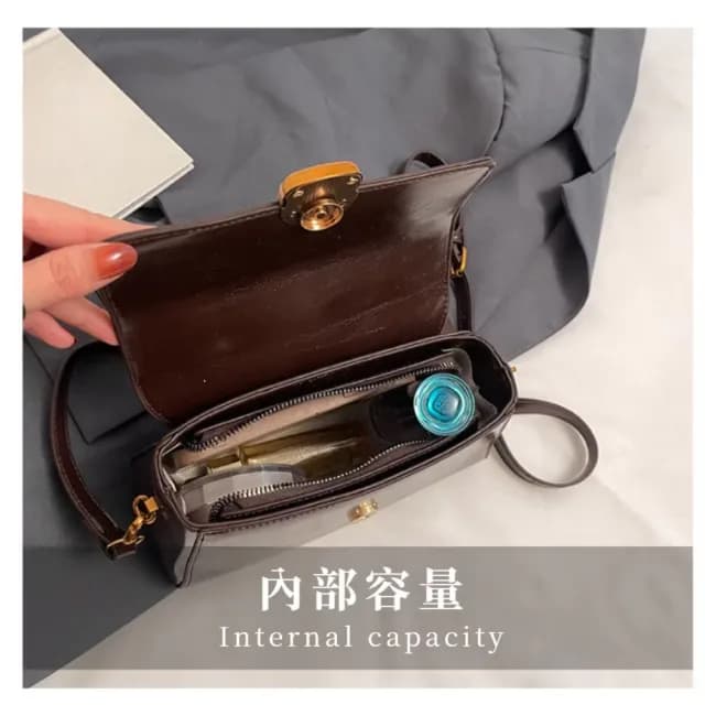 【百搭單品】極品復古冷咖啡手提包(韓系穿搭 單肩包 側肩包 手機包 質感亮皮 女士 生日禮物)