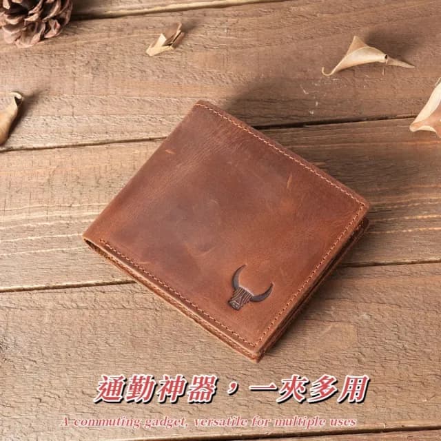【復古型男】父親節禮物 頭層牛皮手工真皮包包 零錢夾(大容量 真皮包包 皮夾 短夾 男用 證件夾 零錢包 手拿