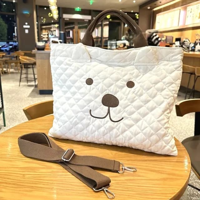 【KT DADA】情人節禮物 七夕 多功能 大容量包包 刺繡 媽媽包 外出包 小熊包 單肩包 包包 手提包 肩包 斜背