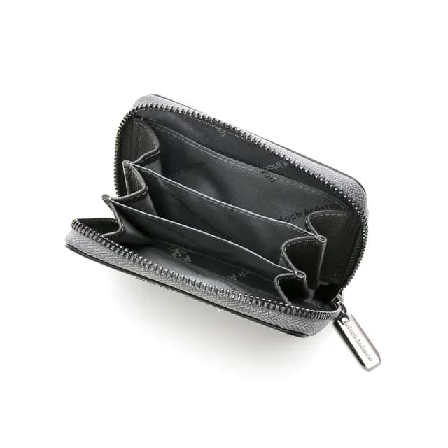 【金安德森】Genevieve 經典老花拉鍊零錢包(碳黑)