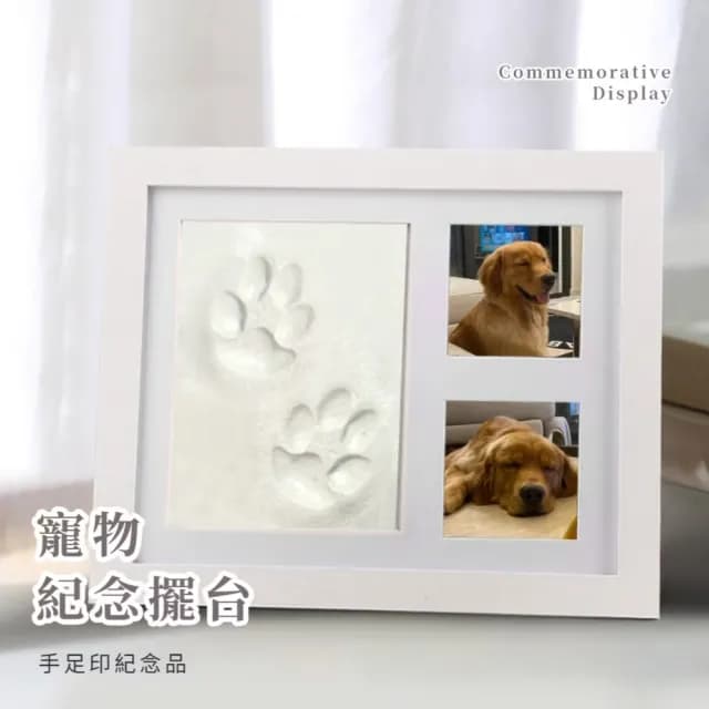 【回憶點滴】DIY寵物掌印紀念相框(手印 腳印 黏土相框 寶寶相框 周歲 貓狗 裝飾品 手做 勞作 擺飾 照片)