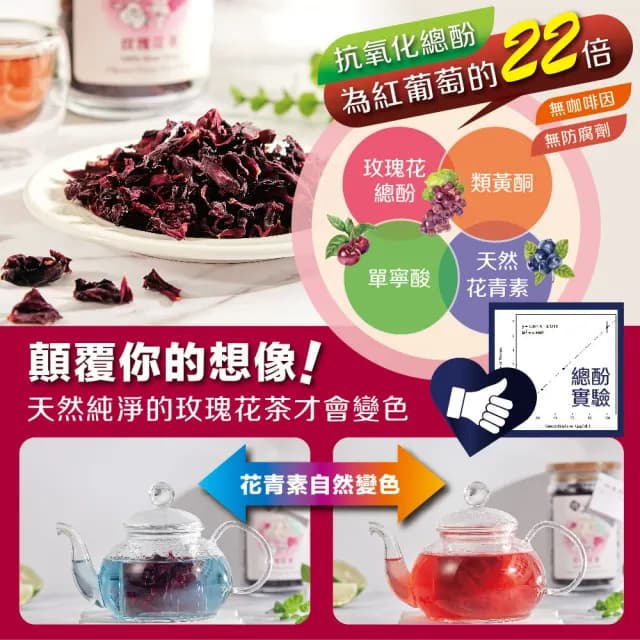 【慢悠仙】神農獎玫瑰花茶 20g 袋裝 * 3包(花瓣/每包可沖40壺/SGS無農藥/台灣花草茶/無咖啡因)
