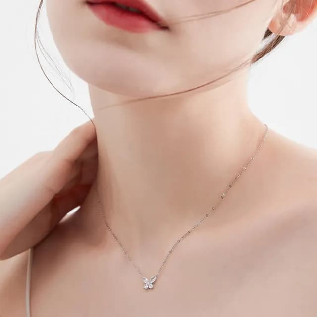 【KT DADA】吊墜項鍊 韓版項鍊 項鍊 銀飾 蝴蝶吊墜 純銀項鍊 蝴蝶項鍊 鎖骨鍊 s925銀 鋯石項鍊