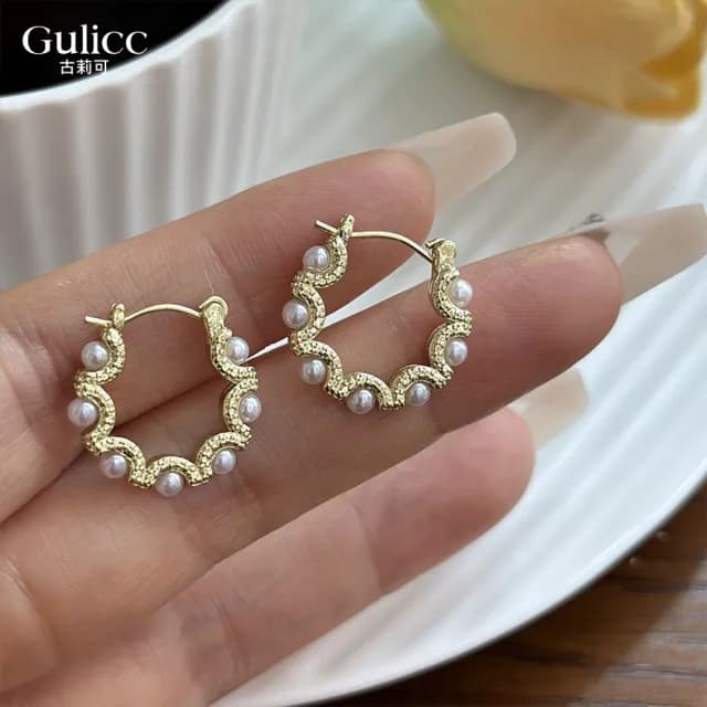 【Golicc】耳環 亮麗奢華 精鑲珍珠(七夕 情人節 生日 飾品 耳釘 耳飾 耳墜 禮物)