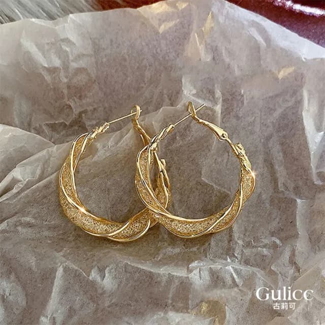 【Golicc】耳環 法式水晶耳圈(七夕 情人節 生日 飾品 耳釘 耳飾 耳墜 禮物)