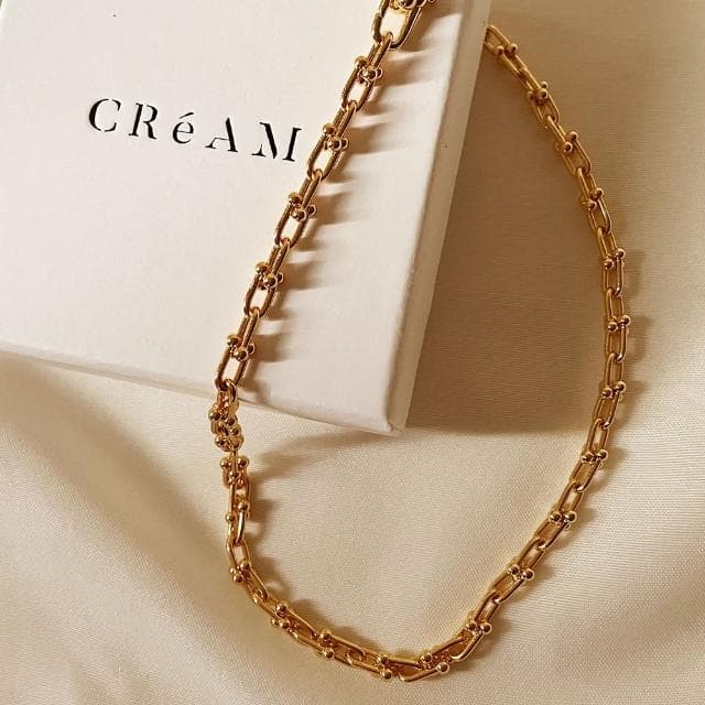 【CReAM】母親節禮物 Chelsea歐美鍍14K金色骨頭粗曠中性男女項鍊(生日 禮物 送禮 禮盒)
