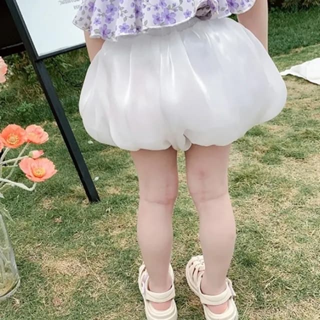 【橘魔法】甜美碎花珠光篷篷花苞褲(短褲 褲子 女童 兒童 童裝)