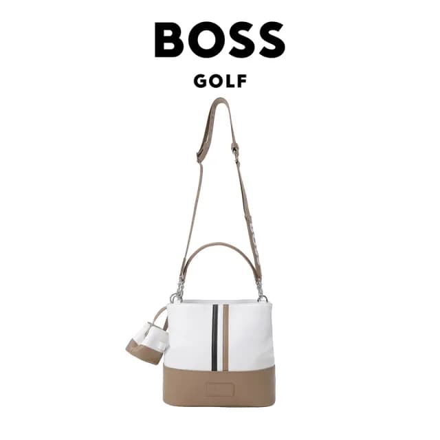 【BOSS GOLF】父親節禮物 LEATHER TOTE BAG 女士 皮革托特包 卡其色(BS24SSWB2020100F)