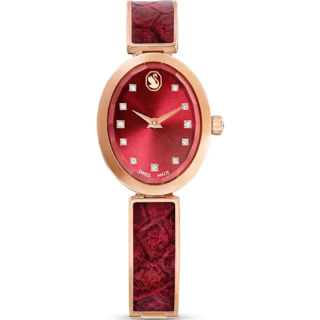 【SWAROVSKI 施華洛世奇】奢華時尚手鐲錶 水晶飾品 紅色 母親節優惠 女生禮物推薦/29x26mm(5675998)