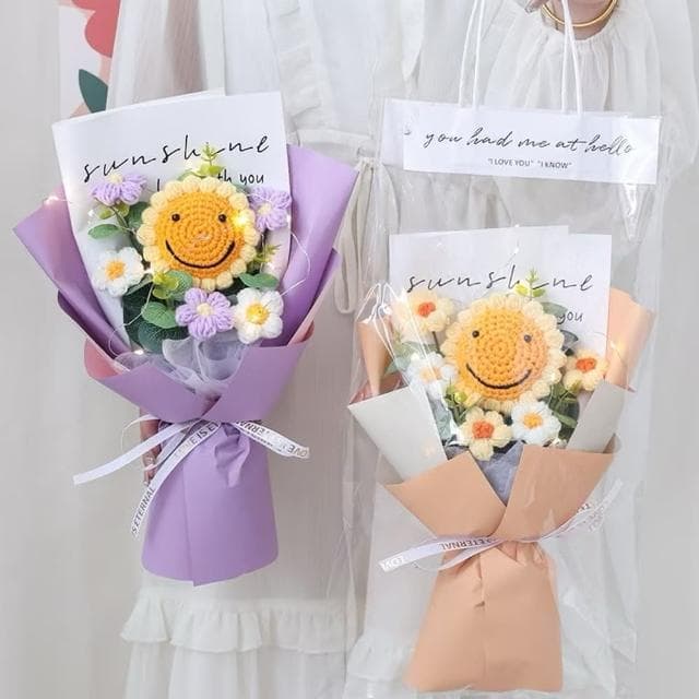 畢業向日葵泡芙花花束1組含提袋(畢業布置 太陽花 謝師宴 送禮 小禮物 氣球 拍照道具 花束 佈置 畢業典禮)