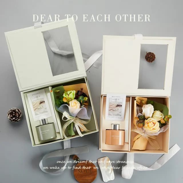 【YING SHUO】買一送一 香薰花藝禮盒 擴香瓶套組(香皂花 七夕 聖誕節 生日 教師節禮物)