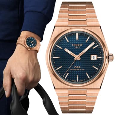【TISSOT 天梭】PRX系列 復刻機械腕錶 母親節 禮物 推薦(T1374073304100)