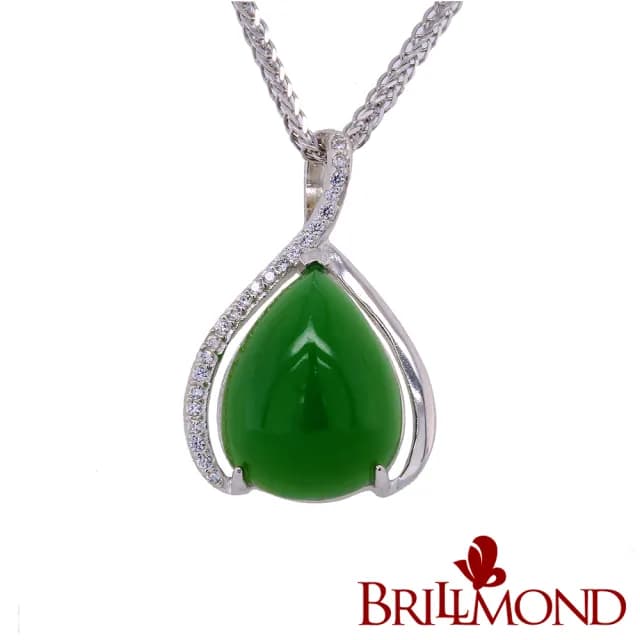 【BRILLMOND JEWELRY】16MM 頂級完美水滴天然和闐碧玉墜(翠綠無黑點)