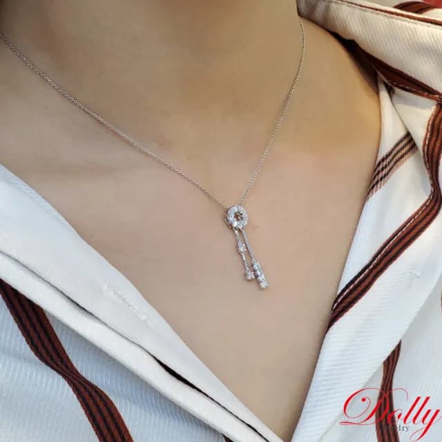 【DOLLY】0.50克拉 天然鑽石 F/VS2 18K金鑽石項鍊(母親節 長輩送禮 交換禮物首選)