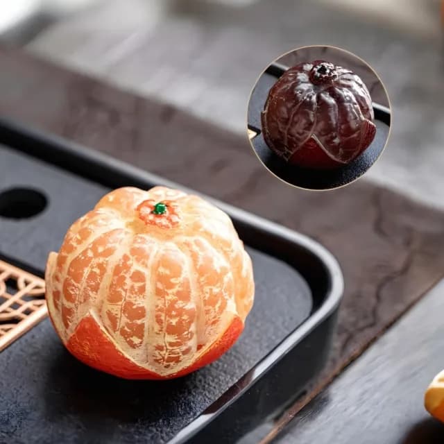 【大吉利】澆淋變色橘子造型茶寵(擺件 泡茶茶具 裝飾品 功夫茶具 茶道 配件 玄關 禮物)