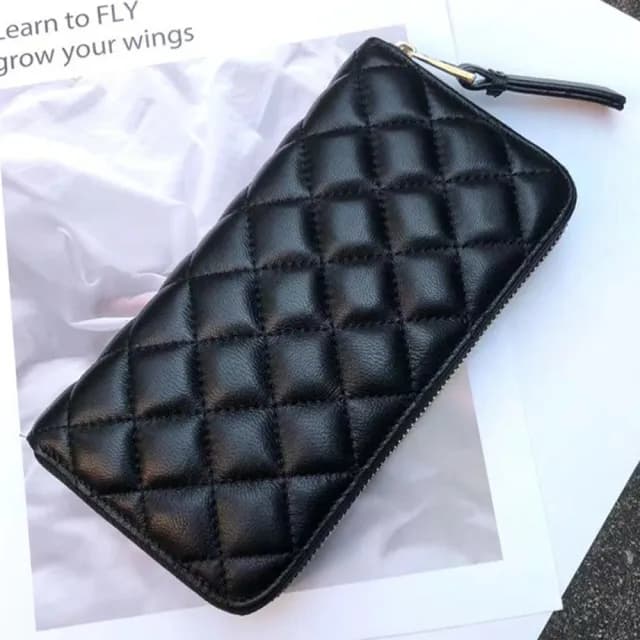 【LEESA】雙11 羊皮長夾\錢包\真皮錢包\真皮包包\手拿包\菱格包\長款錢包\女生錢包\菱格長夾\小