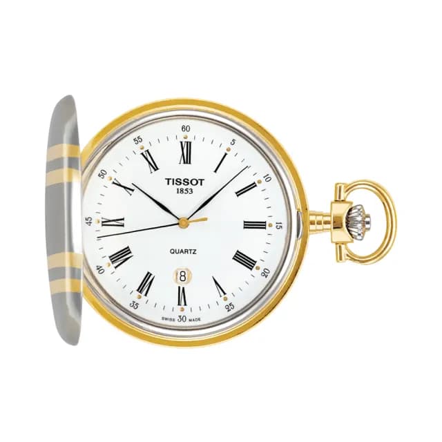 【TISSOT 天梭 官方授權】Savonnette T83.8.553.13 經典羅馬石英懷錶 附鍊-48.5mm 送禮 推薦(T83855313)