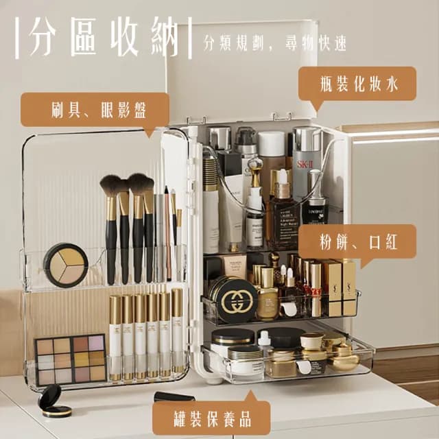 【居家cheaper】升級版大容量化妝品收納盒 OA285-2(化妝品架 保養品架 化妝台收納箱 收納盒 刷具架)