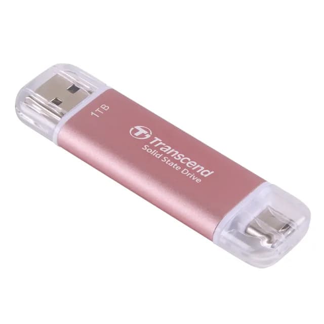 【Transcend 創見】ESD310P 1TB USB3.2 雙介面 外接SSD行動固態硬碟-櫻花粉(TS1TESD310P)