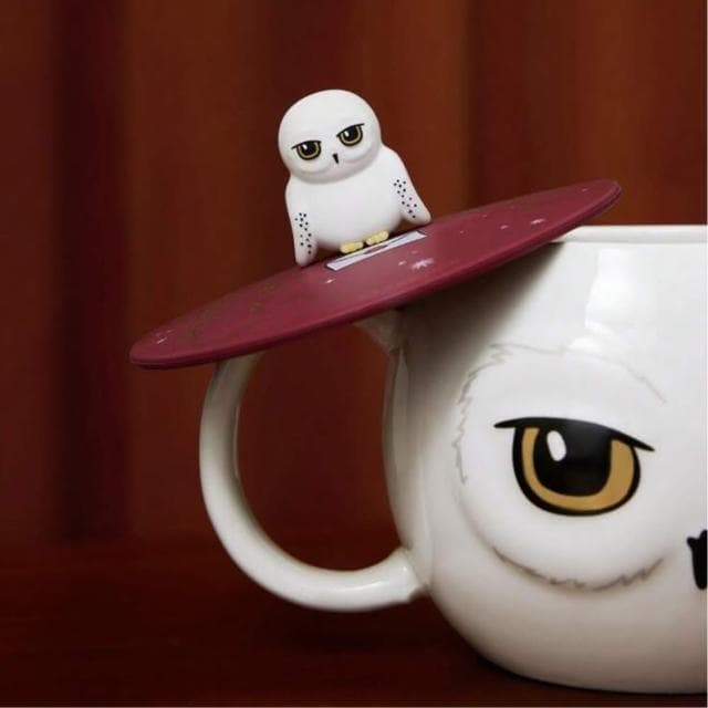 【Harry Potter 哈利波特】週邊正版授權聯名哈利波特貓頭鷹嘿美紅色矽膠杯蓋(質感裝飾杯子聖誕交換禮物)