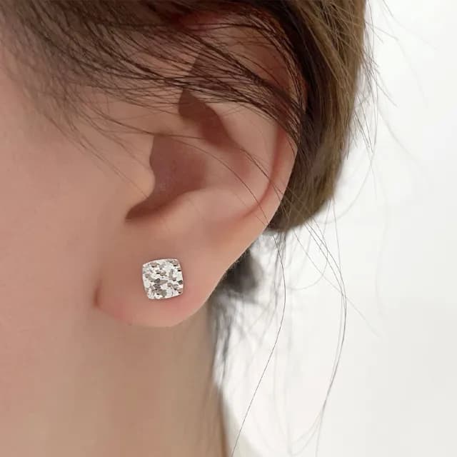 【MoonDy】情人節禮物 七夕 飾品 耳環 女生耳環 純銀耳環 方塊耳環 穿搭配件 個性耳環 歐美耳環 耳釘 高級