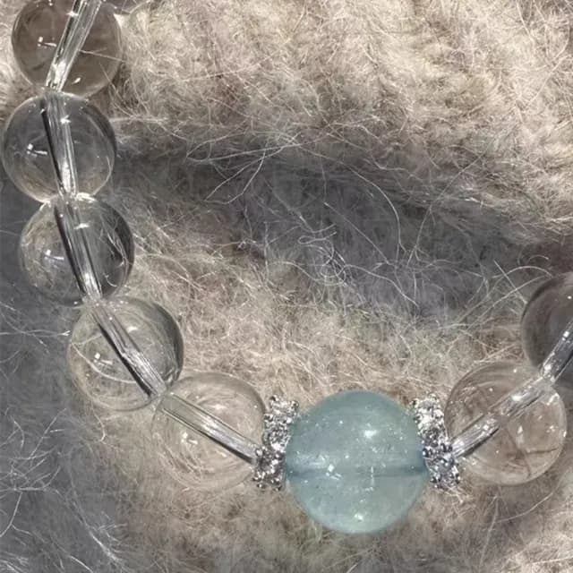 【MoonDy】雙11 水晶手鍊 海藍寶 白水晶 手鍊 飾品 串珠手鍊 手串 女生手鍊 12mm水晶 平衡磁場