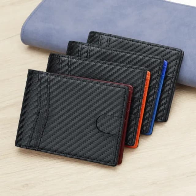 【LEESA】雙11 碳纖維紋\美金錢夾\薄錢包\防盜刷錢包\手機錢包\信用卡包\韓國錢包\錢包\皮夾\短