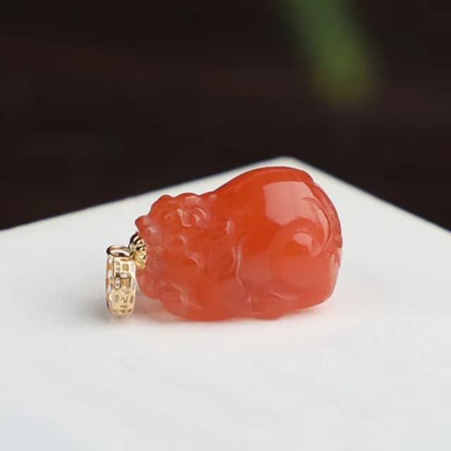 【MoonDy】飾品 項鍊 女生項鍊 紅瑪瑙項鍊 18K金 貔貅項鍊 招財項鍊 保平安 吊墜 男女通用 天然