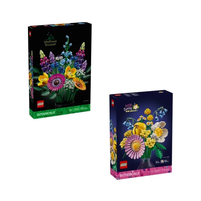【LEGO 樂高】Botanicals 10313 野花花束 & 10347 燦爛小花束 2入組(居家擺飾 禮物 花藝 手工藝 母親節禮物