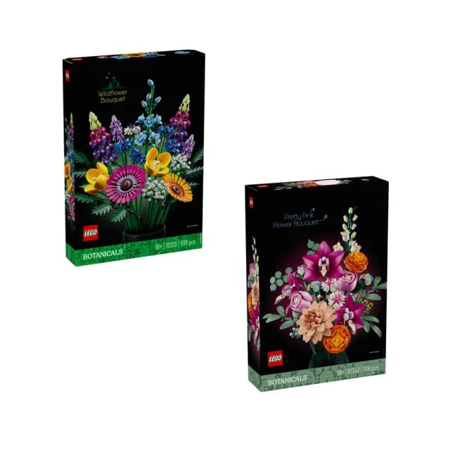 【LEGO 樂高】Botanicals 10313 野花花束 & 10342 優雅粉紅花束 2入組(居家擺飾 禮物 花藝 手工藝 母親節禮