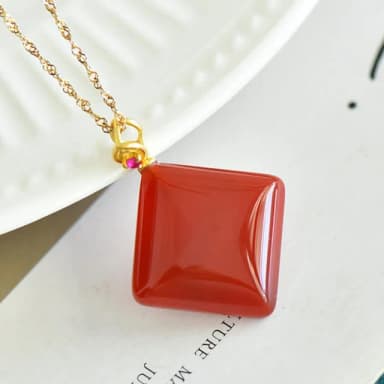 【MoonDy】項鍊 飾品 新中式 玉石項鍊 吊墜 掛件 純銀項鍊 紅瑪瑙 金項鍊 吊墜項鍊 高級感 紅瑪