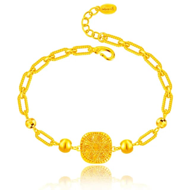 【J’code 真愛密碼】黃金手鍊母親節系列 閃耀方糖金絲(金重:2.62錢/+-0.03錢)