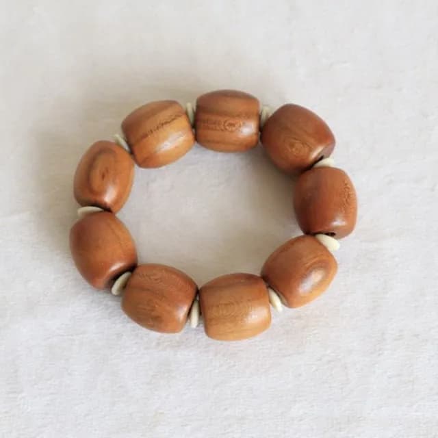 【Penny珮妮】復古桃木桶珠手鍊1入18*17mm(母親節 父親節 送男友 交換禮物  生日禮 情人節 尾牙 新年 結婚)