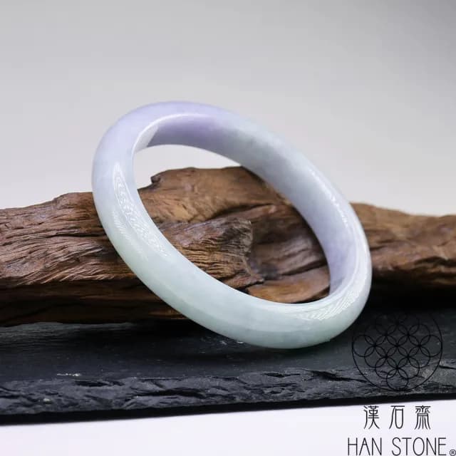 【漢石齋】情人節禮物 天然翡翠A貨 手鐲玉鐲 濃紫春帶彩種(手圍19/版寬11.8mm)