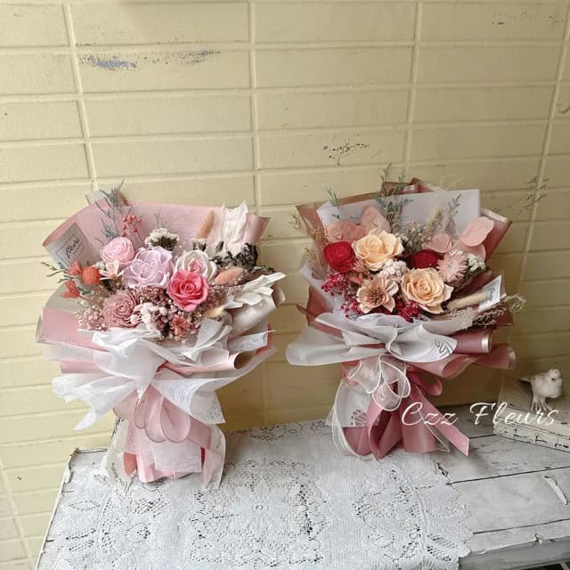 【喜滋滋】輕甜莓果永生花花束(情人節花束/生日禮物/告白花束/週年紀念/畢業花束/520)