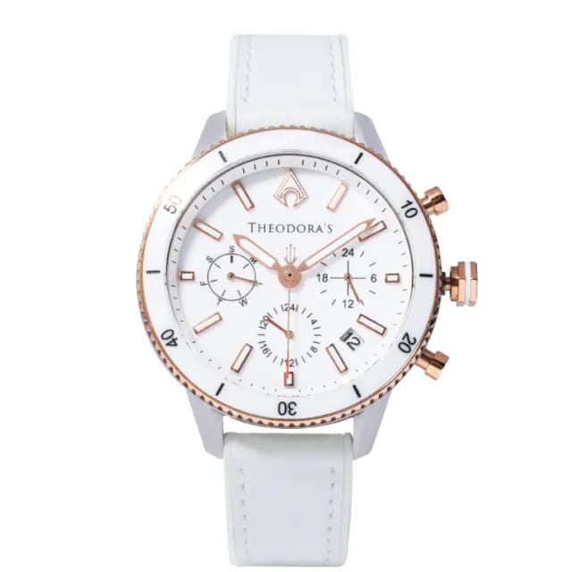 【THEODORA’S 希奧朵拉】(小錶面)水行俠夜光潛水手錶-真皮矽膠錶帶(潛水錶 真三眼計時 陶瓷圈)