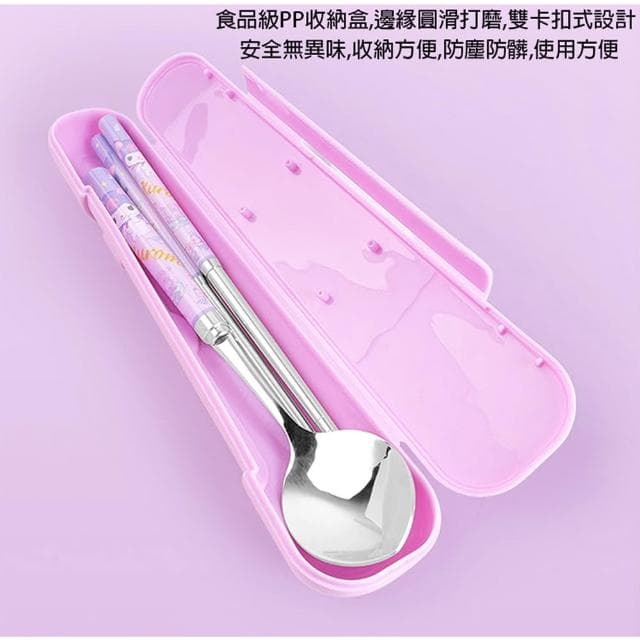 【TDL】三麗鷗大耳狗布丁狗美樂蒂酷洛米筷子湯匙環保餐具組附收納盒 K-0051(生日禮物 聖誕節 平輸品)