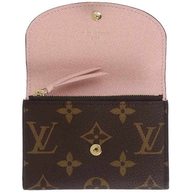 【Louis Vuitton 路易威登】Monogram LV花紋按扣名片夾/零錢包(M62361/咖啡/粉色)