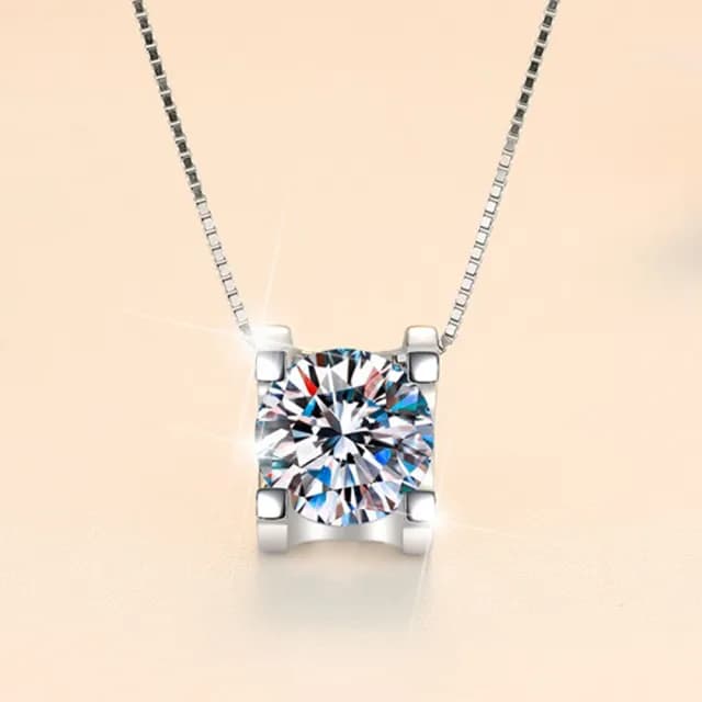 【LEESA】純銀項鍊\飾品\s925銀\一克拉\吊墜\女生項鍊\項鍊女\生日禮物\高級感\項鍊\鋯石項鍊\