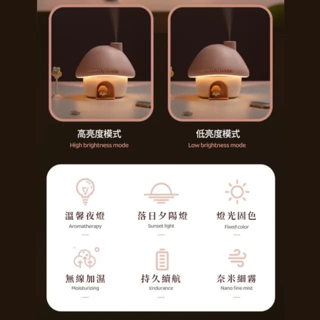 【浪漫行家】日系蘑菇人質感氣氛燈加溼器(加濕器 噴霧機 造型小夜燈 氛圍燈 辦公室 裝飾擺飾 交換禮物)
