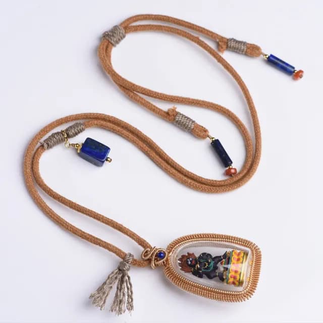 【KT DADA】情人節禮物 唐卡飾品 青金石 手繪吊墜 復古項鍊 女生項鍊 新中式飾品 項鍊女 納福項鍊 項鍊 藏