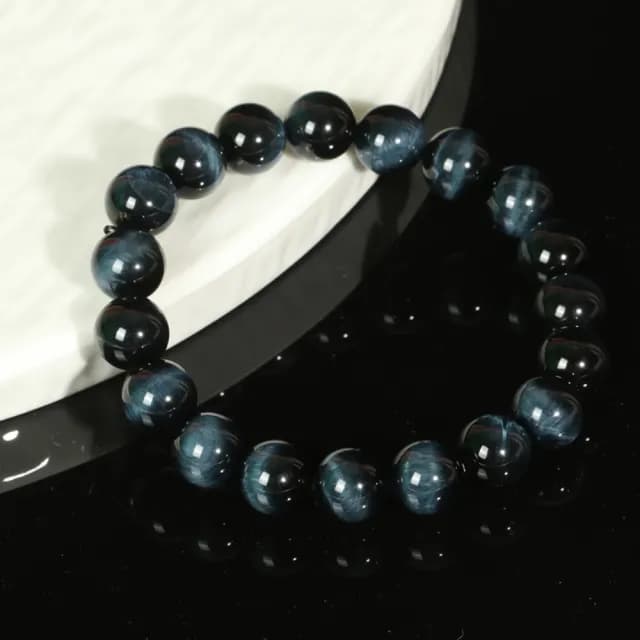 【時尚巴黎】情人節禮物 藍虎眼手鍊串珠手繩男女手珠平安擋煞防小人轉運淨化招財開運(10/12mm虎晴石74ki23)
