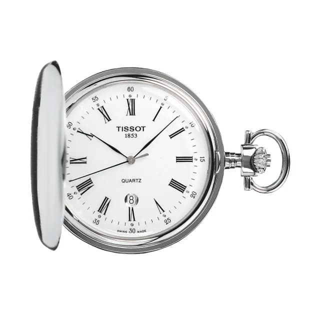 【TISSOT 天梭 官方授權】Savonnette T83.6.553.13 經典羅馬石英懷錶 附鍊-48.5mm 送禮 推薦(T83655313)