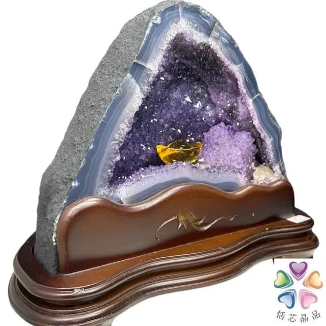 【恬芯晶品】7.95kg精選巴西金型紫水晶洞新居財位擺設OK25(紫鈦晶晶洞開運招財招貴人開業財位新春禮物)