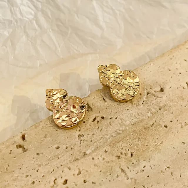 【LEEHER】雙11 高級感/百搭/金色耳環/葫蘆/耳針/耳飾/耳釘/送女生/飾品/耳環/女生耳環/純銀耳